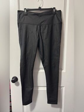 Black High-Waist Matte (not shiny) Pleather Leggings